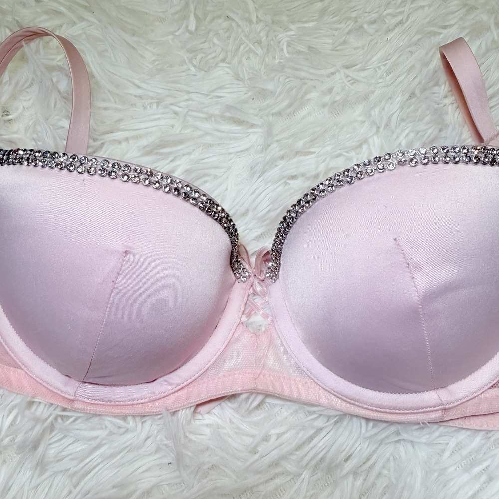 Victoria's Secret Very Sexy Pink Rhinestone Balconette Bra 32B Y2K - Picture 6 of 16